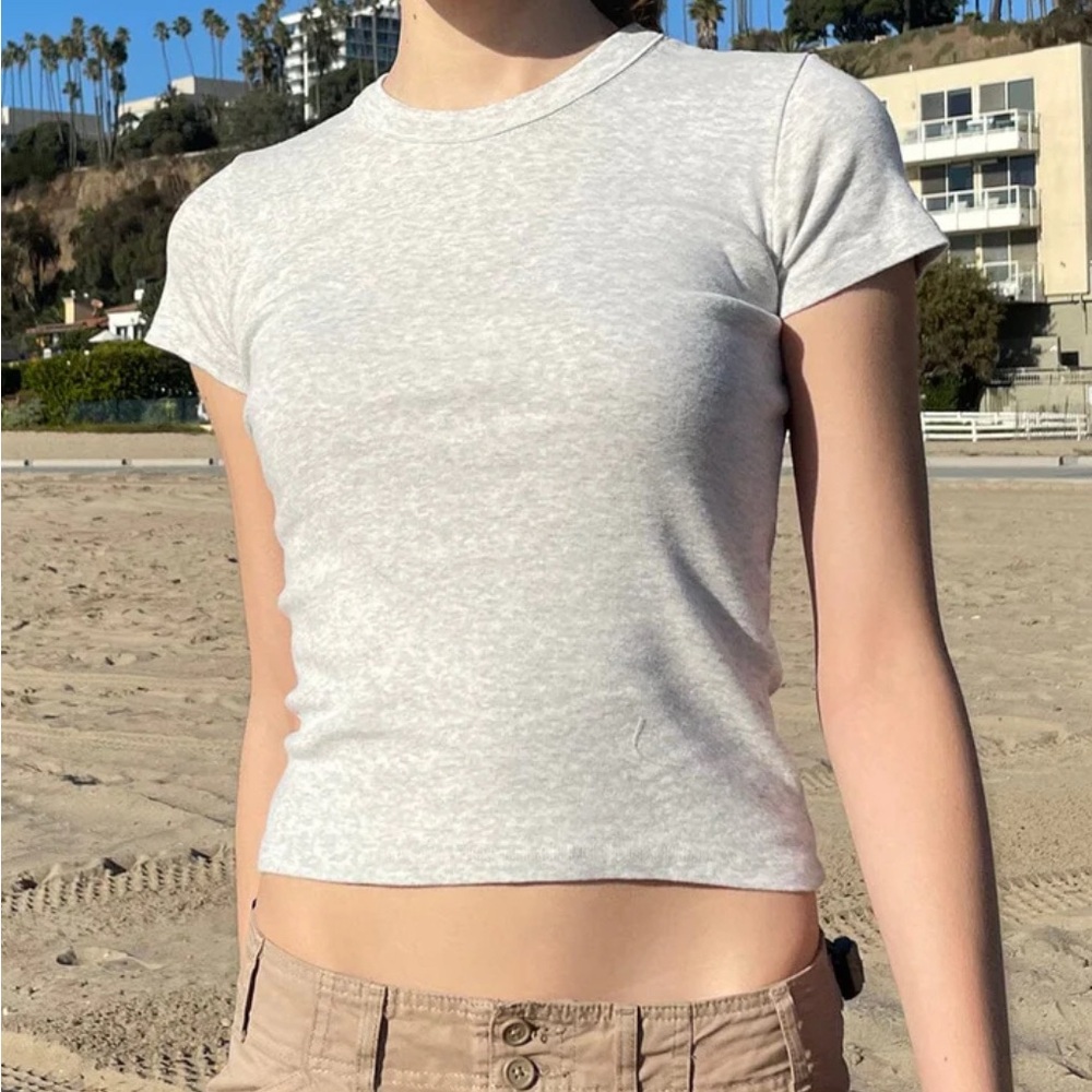 John Galt Light Gray Short Sleeve Top